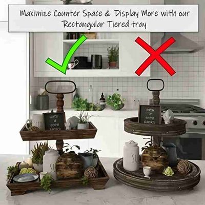 Anpassung Bauernhaus Holz 2 Stufe Tray Stand für das Servieren von Lebensmitteln Obst Cupcakes Quadrat Stufe im Restaurant Home Cake