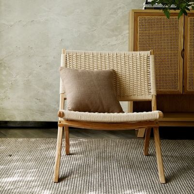 Holz-Patio im Freizeitstil Außen- und Wohnzimmerklappstühle mit natürlicher Rattan-Gewebe
