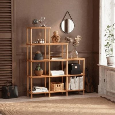 Wohnzimmer Massivholz Bücherregal Buche Holz Minimalistisch Holz Bücherregal mit Regalen Klappbar