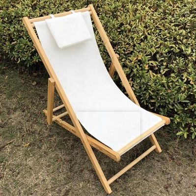 Allgemeine Außenmöbel Modernes Design Höhenverstellbar Klappbarer Holzstrandstuhl mit Kissen in mehrfarbiger Farbe