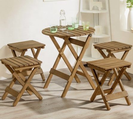 Tragbare Holz-Picknick-Weinteller aus Bambus mit Klappbeinen Leicht Luxus-Nordic Balkon Tisch für Unterhaltung im Freien