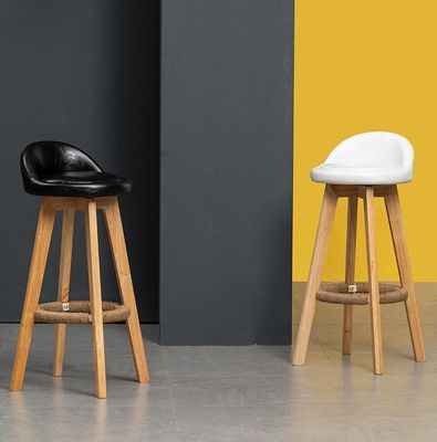 Gewerbliche Möbel Moderne hohe Barhocker mit Massivholzrahmen und Stoffsitz