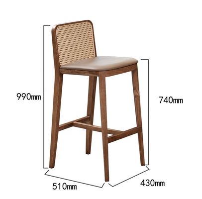 PU/Fabric Sponge Seat Nordic Polstered Bar Stool Holz Stuhl Rattan Stuhl für moderne Bar