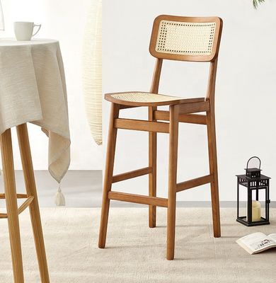 Moderne Hotel Speisesaal Rattan Möbel Massivholz Barstuhl mit hohem Rücken für ein anspruchsvolles Esserlebnis