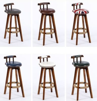 Barmöbel Vintage Hochstuhl Massivholz Barhocker mit Lackrücken