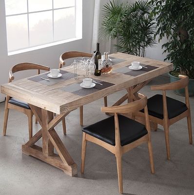 Maßgeschneiderter Luxus-Französisch Massiv Kiefernholz Restaurant Esszimmer Tisch Set