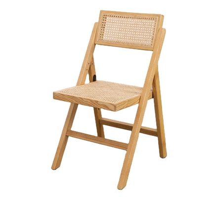 Restaurant Hotel Nordic Moderne natürliche Rattan klappbare Massivholz-Esstuhl für Esszimmermöbel