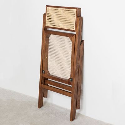 Restaurant Hotel Nordic Moderne natürliche Rattan klappbare Massivholz-Esstuhl für Esszimmermöbel
