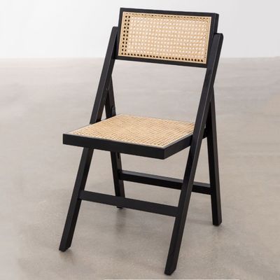 Restaurant Hotel Nordic Moderne natürliche Rattan klappbare Massivholz-Esstuhl für Esszimmermöbel