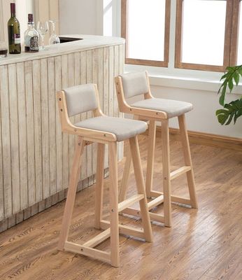 Natürliche Farbe Abnehmbare Vintage Polstered Massivholz Barhocker für Pub