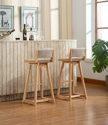 Natürliche Farbe Abnehmbare Vintage Polstered Massivholz Barhocker für Pub