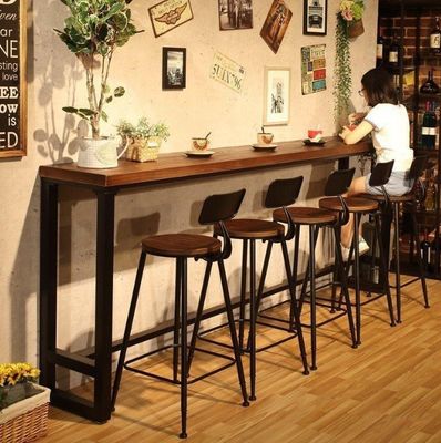 Home Bar Rustikale Metallrahmen Esstische Hohe Rechteckige Holz Küche Bar Tisch Hocker