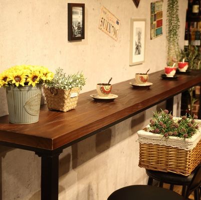 Home Bar Rustikale Metallrahmen Esstische Hohe Rechteckige Holz Küche Bar Tisch Hocker