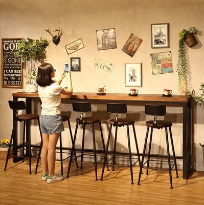 Home Bar Rustikale Metallrahmen Esstische Hohe Rechteckige Holz Küche Bar Tisch Hocker