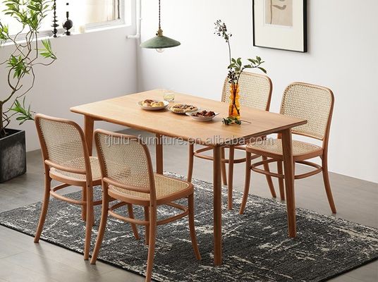 Esszimmermöbel Holz-Rattan-Rückenlehne Freizeit-Rattan-Stuhl für Nordische Innenräume Moderne Gartenrestaurant Cafe Möbel