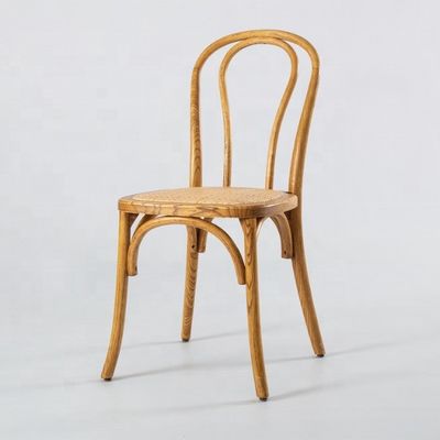 Chinesisches Mahagoni und Rattan Material Nordische Wohnmöbel Holzrahmen Bankett Esszessel mit stapelbarem Massivholz