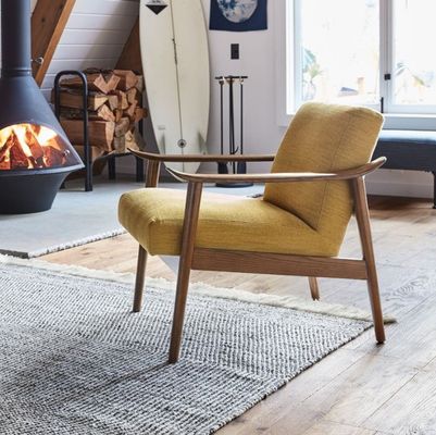 200 kg Gewichtsgrenze Hochwertiges Modernes Holz Freizeit Armstuhl für Wohnzimmer Sofa Lounge in Braun/Grau/Gelb/Schwarz