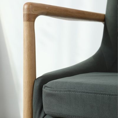 Grau/grüner Holzpolsterter Einzelsofa Stuhl für moderne Wohnzimmermöbel