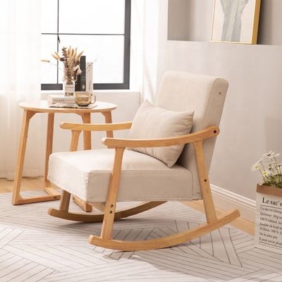 Wohnzimmermöbel im europäischen Stil Holz Polstermassivholz Schaukelsofa Stuhl mit Postverpackung