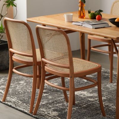 Einfacher Entwurf Massivholz Speisestuhl aus Rattan für Restaurant und Esszimmer