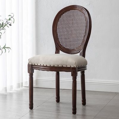 Antike Design Europa Vorteil Innenhaus Massivholz Rundrohr Rattan Rücken Esszessel für den traditionellen Stil in Europa