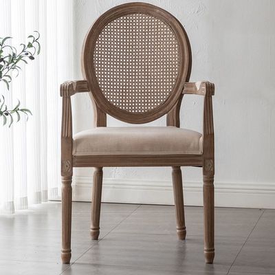 Antike Design Europa Vorteil Innenhaus Massivholz Rundrohr Rattan Rücken Esszessel für den traditionellen Stil in Europa
