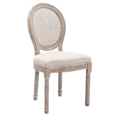 Pu-Leder-Bedeckter französischer Vintage-Stil-Esstuhl mit stapelbarem Design und Massivholz