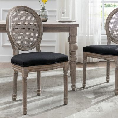 Pu-Leder-Bedeckter französischer Vintage-Stil-Esstuhl mit stapelbarem Design und Massivholz