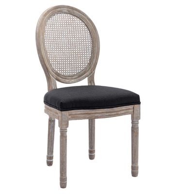 Pu-Leder-Bedeckter französischer Vintage-Stil-Esstuhl mit stapelbarem Design und Massivholz