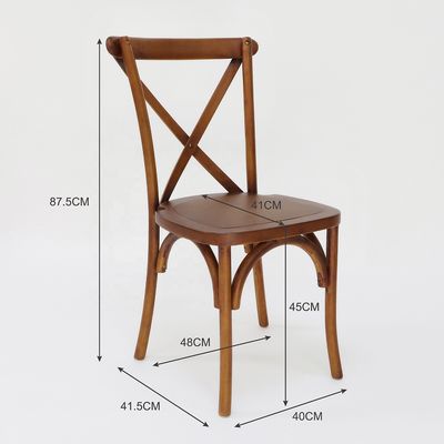 Gewerbliche Möbel Stapelbare Vintage Cross X Rücken Holz Esszessel für Hochzeiten Veranstaltungen und Restaurants
