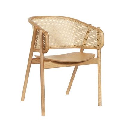 Design Holz Rattan Esszessel Rohr Rattan Armstuhl mit 100KG Gewichtsgrenze und Postverpackung