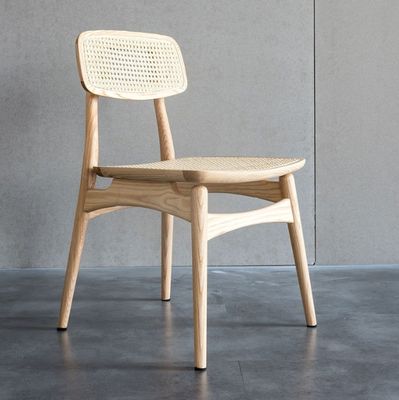 Modernes Design Massivholz Armloses Rattan Esszessel für Innenhausmöbel