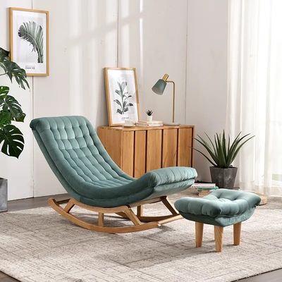 OEM-Service akzeptiert Massivholz Single Tufted Stoff Freizeit Schaukelsofa Stuhl KEIN Falten
