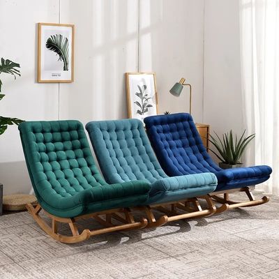 OEM-Service akzeptiert Massivholz Single Tufted Stoff Freizeit Schaukelsofa Stuhl KEIN Falten