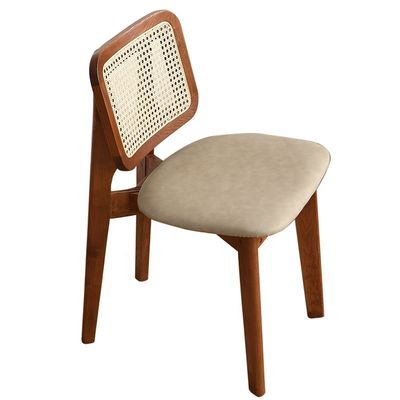 Erstellen Sie ein luxuriöses Esserlebnis mit Nordic Light Luxury Solid Wood Rattan Back Leather Chair