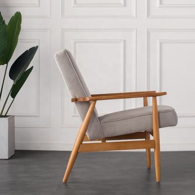 Wohnzimmerstuhl Europäisches Esszimmer Einfaches Design Klassiker Lounge Holzstühle mit Armlehne aus Vintage-Textilien und Kissensitz