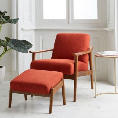 Hotel-spezifischer Wohnzimmerstuhl im modernen Design mit Lederarmbänder und Samtgewebe