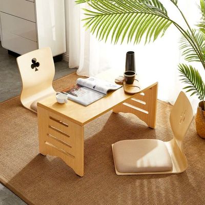 Japanischer Stil Komfortabel Holzstapelfächer Tatami Stuhl Freizeitstuhl ohne Beine Stapelfächer Tatami Akzent Holz Japanisch