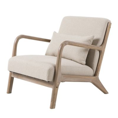 Moderne nordische Wohnzimmercouch mit Polster-Armlehnen und massivem Holz