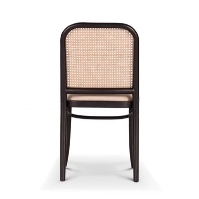 Klassischer Massivholzframe Esszessel in schwarzem Rattan für Wohnen Restaurant Hotel Moderne Design-Stil