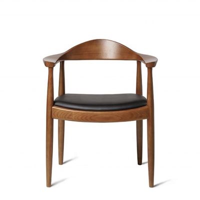 Moderne Esszessel Armlehne Holzstuhl mit Pu-Leder und Esszimmermöbel