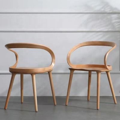 Moderne Speisesaal Buche Massivholz Kaffee-Biegen Stuhl mit gebogener Rückenlehne und nordischen Stil