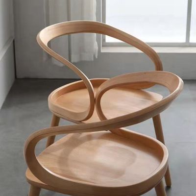 Moderne Speisesaal Buche Massivholz Kaffee-Biegen Stuhl mit gebogener Rückenlehne und nordischen Stil