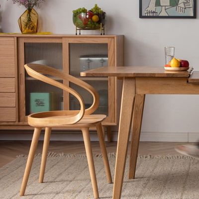 Moderne Speisesaal Buche Massivholz Kaffee-Biegen Stuhl mit gebogener Rückenlehne und nordischen Stil