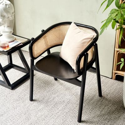 Schule Nordic Holzrohr Wicker Rattan Rücken Esszimmer Wohnzimmer Schwarz Rattan Esszimmer Entspannungrohr
