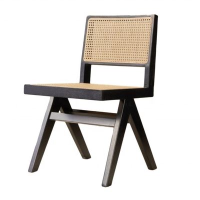 Modernes Design, höhenverstellbarer Rattan-Stuhl ohne Arme, mit Sitz und Rücken aus Massivholz