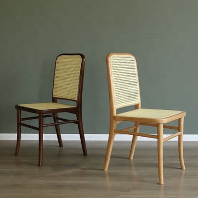 Allgemeine Esszimmermöbel Massivholz Esszessel mit Rattan-Sitz und Rohrrückenlehne