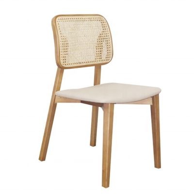 Holz-Rattan-Esstuhl im nordischen Freizeitstil für moderne Innenräume