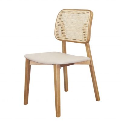 Holz-Rattan-Esstuhl im nordischen Freizeitstil für moderne Innenräume