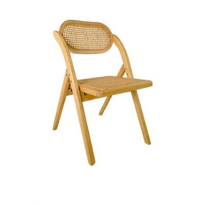 Rustikales Massivholz Rattan Klappstühle für Veranstaltungen Optionale Farben und langlebiges Design